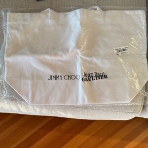 Jimmy Choo x Jean Paul Gaultier White Canvas Logo Tote NIP